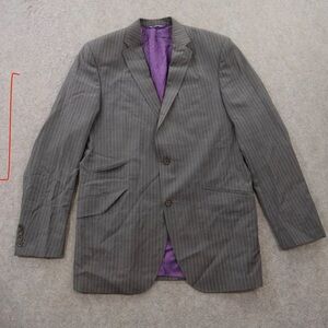 Ted Baker Charcoal Pinstripe Suit Jacket with Purple Lining